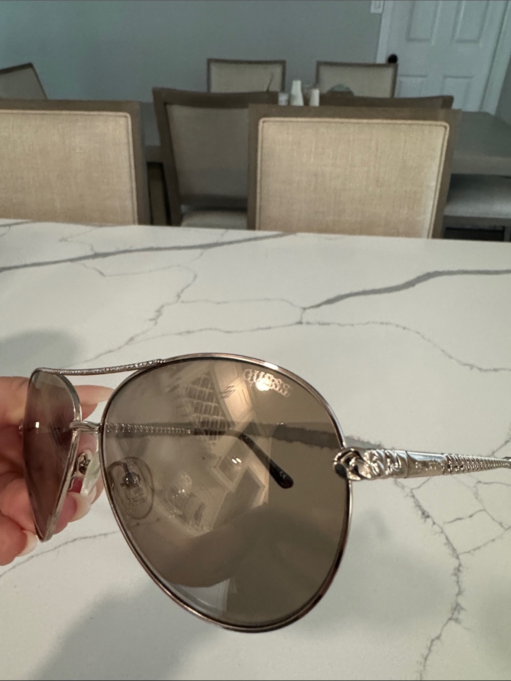 Guess Aviator Metal Sunglasses in Brown - Women's Accessories - Picture 7 of 7